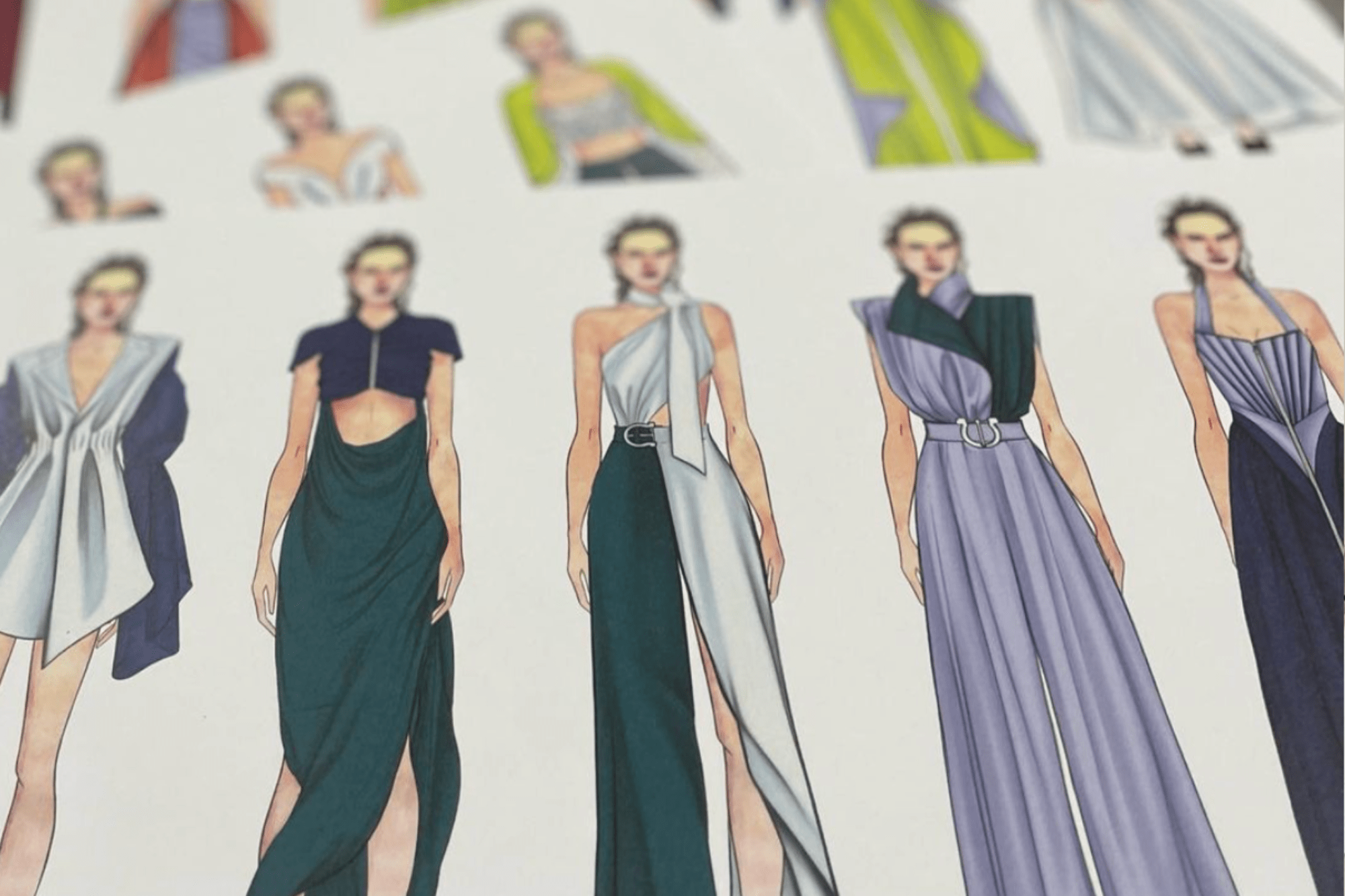 Design realizzati attraverso i corsi fashion CAD dell'Istituto di Moda Burgo